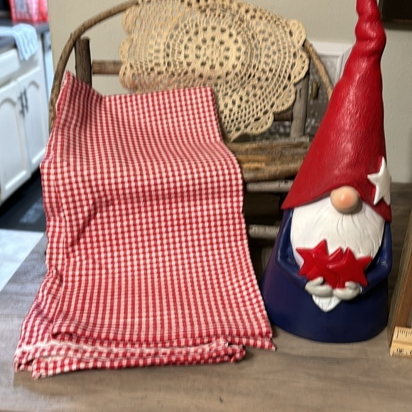 NWT PATRIOTIC HOME SWEET HOME WOODEN SIGN, GNOME AND EMBROIDERED TOWEL BUNDLE - Picture 10 of 16